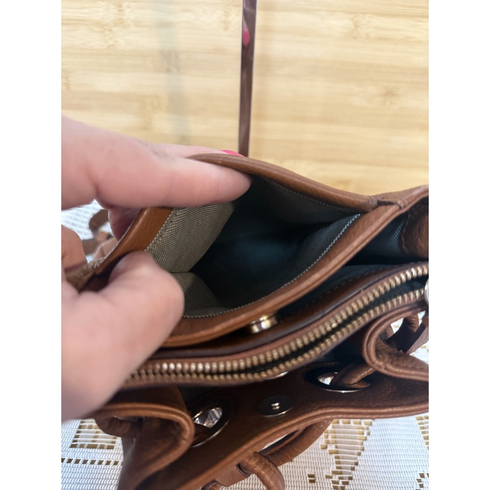 Cole Haan Crossbody Bag Women's Brown Pebble Leather Drawstring Bucket Bag - Picture 6 of 15
